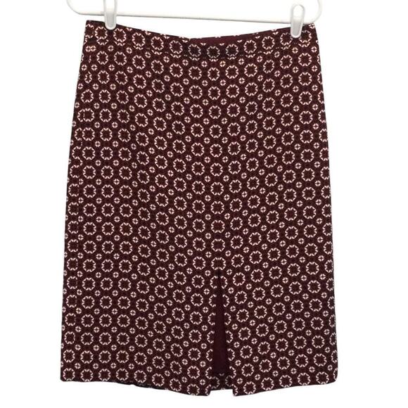 J.Crew Womens Pencil Skirt Size 6 Red Geometric Print Corporate Office Business - Picture 1 of 8